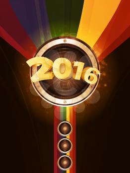 New Year Party Background with Rainbow and Speakers