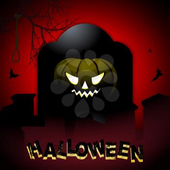 Halloween Background with Pumpkin tombstone and Text