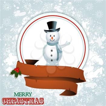 White Christmas Border with Snowman Text and Aged Banner Background