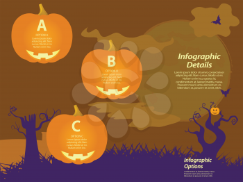 Halloween Infographic with Pumpkins and Spooky Tree Background