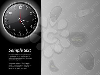Black Clock Card with Sample Text and Deformed Clocks Background