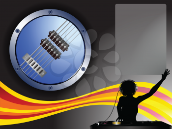 Guitar Border Female DJ and Copy Space Background with Wave