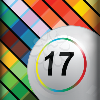 3D Illustration of White Bingo Lotto Lottery Ball in a Corner of a Multicoloured Background