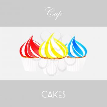 Trio Of Cupcakes Strawberry and Cream Lemon and Cream and Blueberry and Cream Over White Panel with Decorative Text