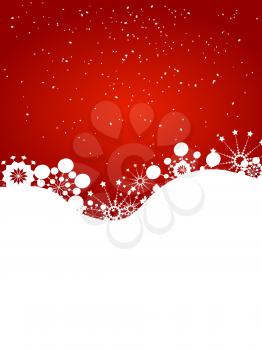Christmas Festive Red and White Portrait Background With Snowflakes and Snow