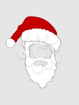 Hand Draw Cut Out of Santa Hat and White Beard