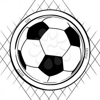 Sketch Drawing Style Of a Soccer Football Ball On White Background