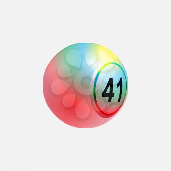 3D Illustration of Rainbow Bingo Lottery Ball Multicoloured Over White Background