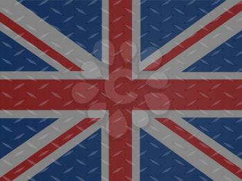 United Kingdom Union Jack Flag Over Metallic Diamond Plate