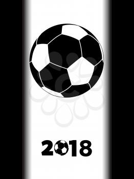 Soccer Football Black Silhouette with Decorative 2018 Over White Panel on Black Background