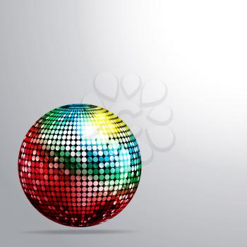 3D Illustration of a Multicoloured Disco Ball with Shadow over White Background