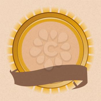 Sun Shield Circular Summer Border Copy Space With Blank Brown Banner Over Brown Paper Background