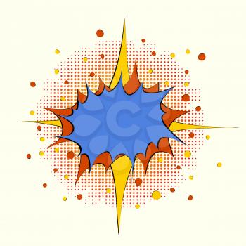 Hand Drawn Cartoons Style Star Burst Explosion Copy Space In Red Blue And Yellow Background