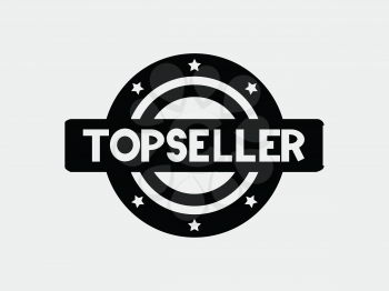 Black Top Seller Logo Icon Sticker With Stars Over White Background
