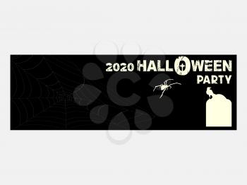 Black Halloween Invite Ticket Blank Copy space With 2020 Halloween Party Decorative Text Spyder Tomb And Crow Silhouette