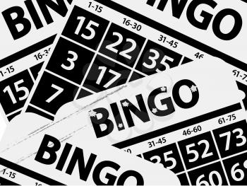 Black And White Photo Negative Effect Bingo Bards Background With Decorated Bingo Text With FlowersAnd Grunge Scratches