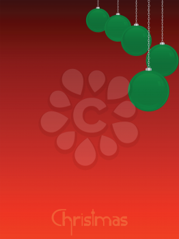 Red Gradient Copy Space Blank Background Decorated With Green Christmas Baubles And Unusual Decorative Text At The Bottom Page