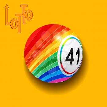 3D Illustration Of Striped Lotto Ball With Shadow Over Yellow Background With Decorative Original Text