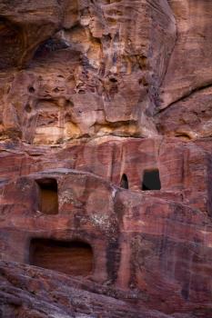 Royalty Free Photo of Tombs and Caves in Petra, Jordan