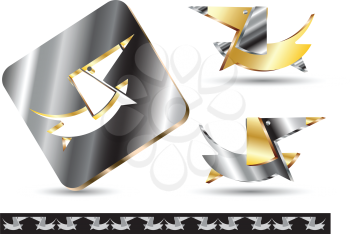 Royalty Free Clipart Image of Dachshunds in Silver and Gold