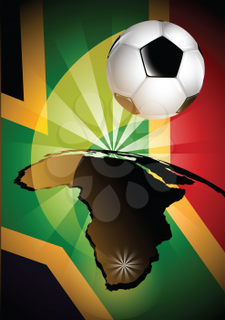 Royalty Free Clipart Image of Africa and a Soccer Ball on a South African Flag