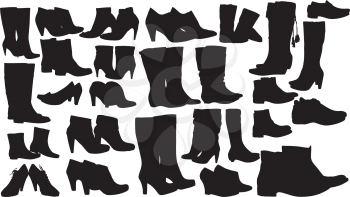 Royalty Free Clipart Image of Women's Shoes and Boots