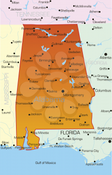 Royalty Free Clipart Image of a Map of Alabama