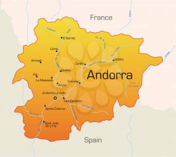 Royalty Free Clipart Image of a Map of Andorra