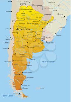 Royalty Free Clipart Image of a Map of Argentina