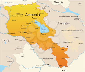Royalty Free Clipart Image of a Map of Armena
