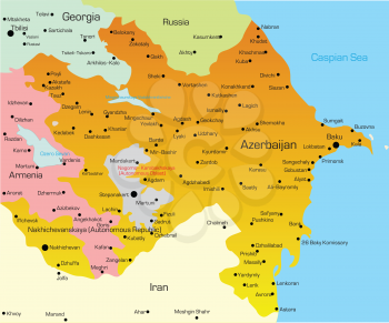 Royalty Free Clipart Image of a Map of Azerbaijan