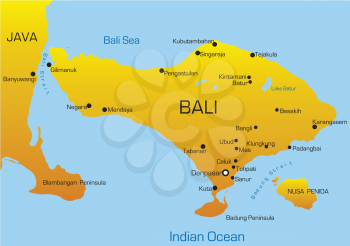 Royalty Free Clipart Image of a Map of Bali