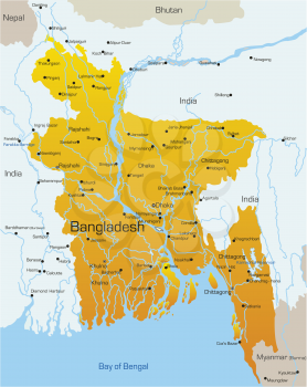 Royalty Free Clipart Image of a Map of Bangladesh