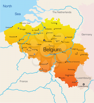 Royalty Free Clipart Image of a Map of Belgium