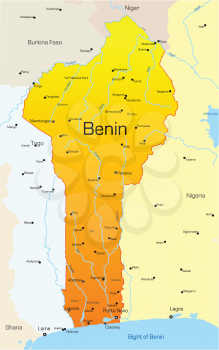 Royalty Free Clipart Image of a Map of Benin