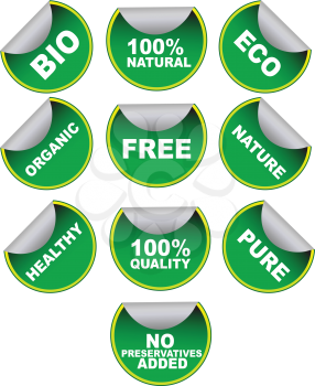 Royalty Free Clipart Image of a Set of Green Labels