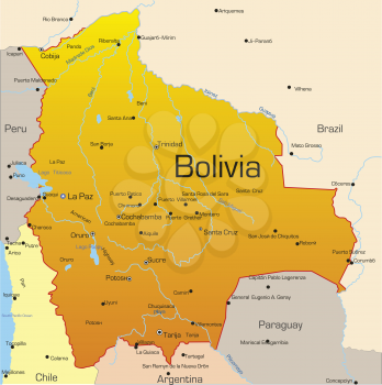 Royalty Free Clipart Image of a Map of Bolivia
