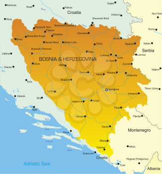 Royalty Free Clipart Image of a Map of Bosnia and Herzegovina