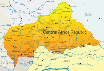 Royalty Free Clipart Image of the Map of the Central Africa Republic