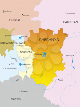 Royalty Free Clipart Image of a Map of Chechnya