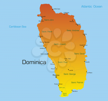 Royalty Free Clipart Image of a Map of Dominica