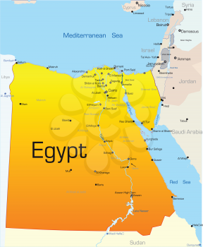Royalty Free Clipart Image of a Map of Egypt