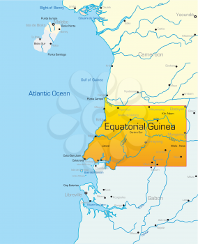 Royalty Free Clipart Image of a Map of Equatorial Guinea