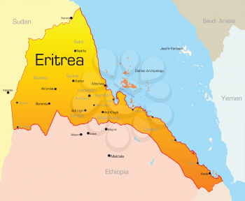 Royalty Free Clipart Image of a Map of Eritrea