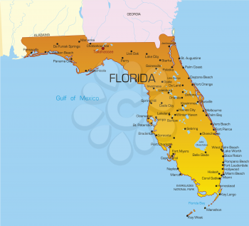 Royalty Free Clipart Image of a Map of Florida