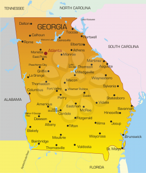 Royalty Free Clipart Image of a Map of the State of Georgia