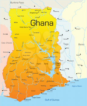 Royalty Free Clipart Image of a Map of Ghana