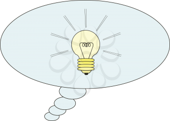 Royalty Free Clipart Image of a Light Bulb in a Conversation Bubble