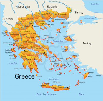 Royalty Free Clipart Image of a Map of Greece