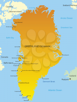 Royalty Free Clipart Image of a Map of Greenland